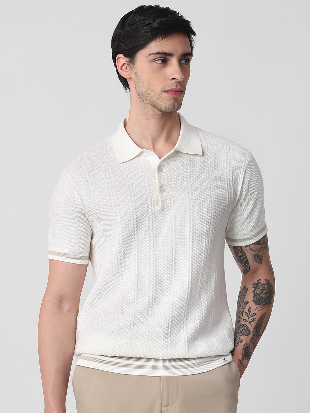White Flatknit Slim Fit Polo White Flatknit Slim Fit Polo
