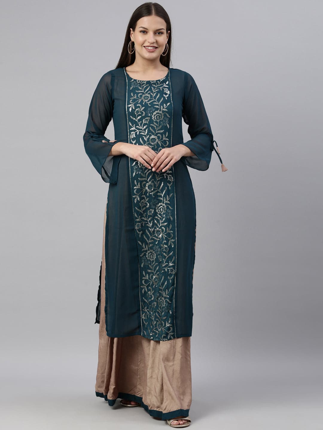 Neerus Rama Color Georgette Fabric Kurta Neerus Rama Color Georgette Fabric Kurta
